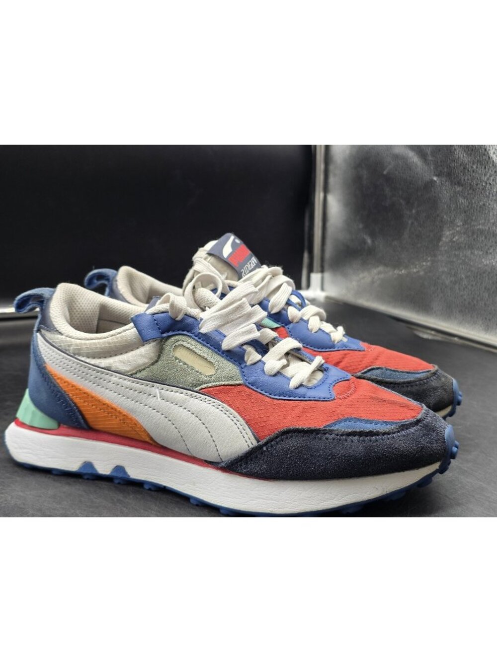 Puma Shoes boy Size 6 Multicolor Rider FV Suede Stained Sneakers 386064-09